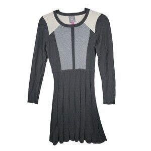 Vince Camuto Dress Womens XS Black White Colorblock Fit and Flare Pleated